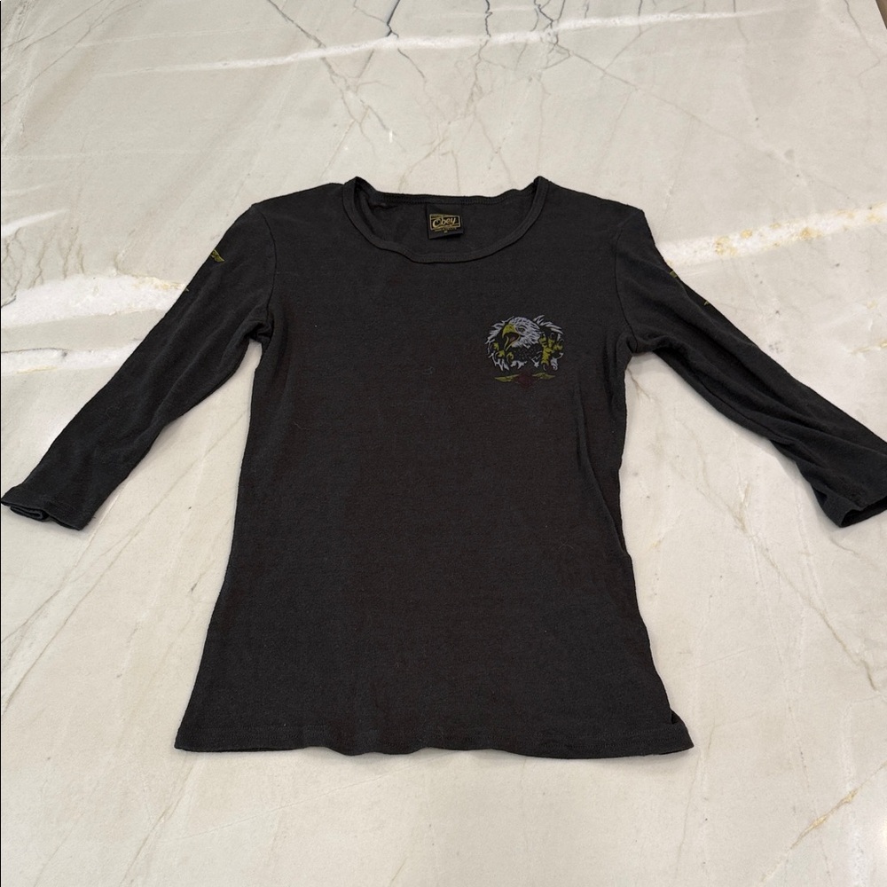 Obey Graphic Women's Top 3/4 length sleeves medium